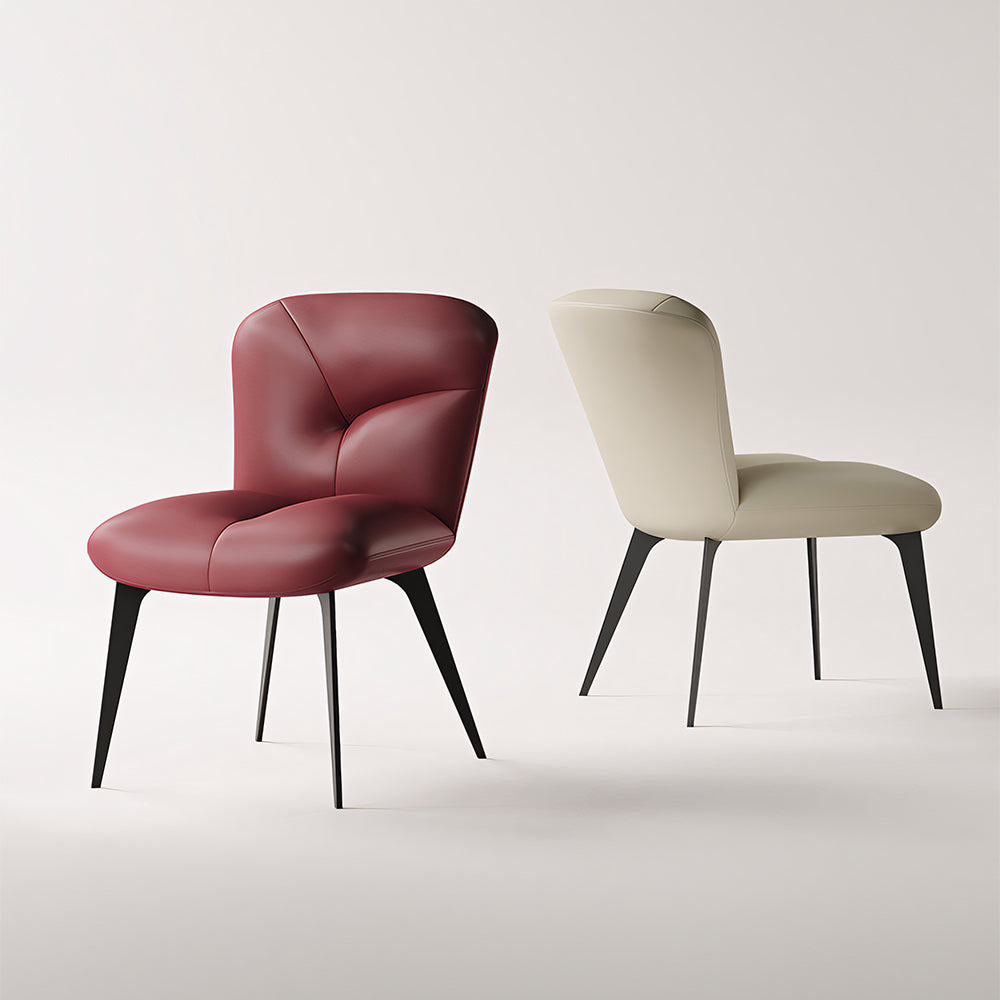 Modern Curved Leather Dining Chair 1-Piece Upholstered Accent Chair