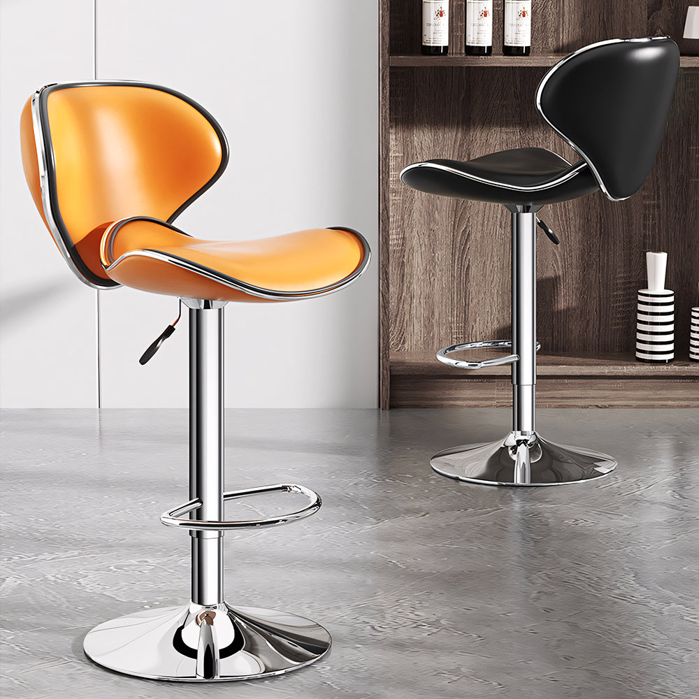 Modern Adjustable Swivel Bar Stool Upholstered Faux Leather Seat Height Adjustable 1 Piece