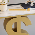 Load image into Gallery viewer, Elegant Gold Sign Base Console Table with Marble Top
