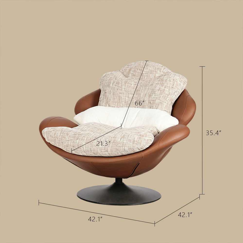 Modern Oversized Swivel Lounge Chair with Plush Cushion and Wraparound Backrest