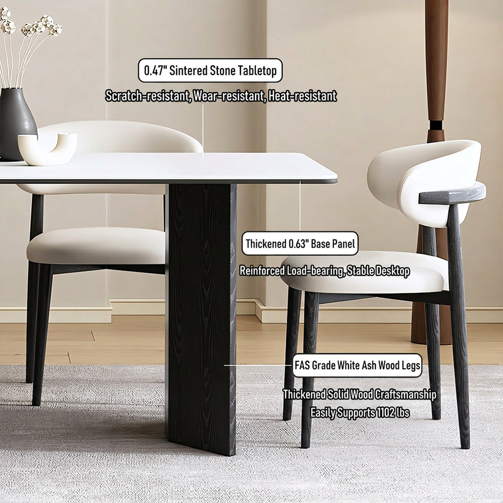 Modern Rectangular Dining Table with White Sintered Stone Top