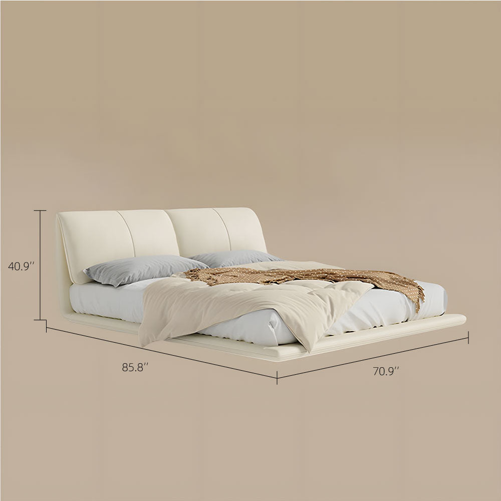 Modern Minimalist Platform Bed with LED Lighting Ultra-Fiber Leather Steel Frame