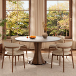 Load image into Gallery viewer, Modern Round Dining Table Scratch-Resistant Surface and Wooden Creative Base Perfect for 4-6 People
