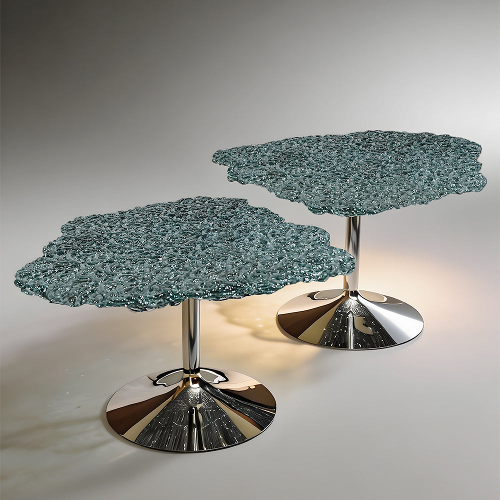 Modern Artistic Polycarbonate Coffee Table Irregular Water Ripple Accent Side Table
