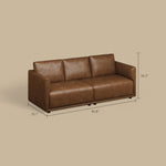 Load image into Gallery viewer, Modern Brown Faux Leather Sofa with Deep Cushions &amp; Clean Lines
