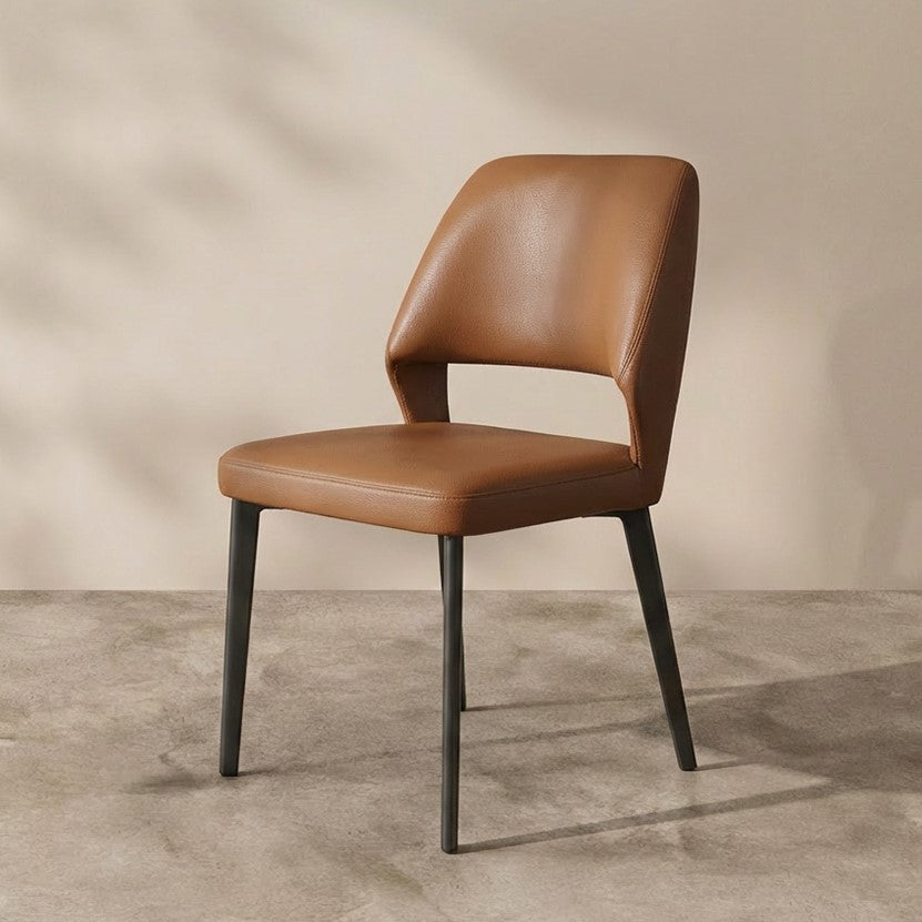 Modern Upholstered Dining Chair Minimalist Open Back Soft Seat Accent Chair with Metal Legs
