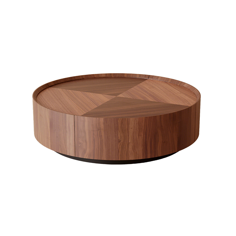 35.1″ Round Wooden Coffee Table Modern Minimalist Design Large Storage Space