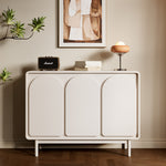 Load image into Gallery viewer, 3-Door Sideboard Cabinet Unique Curved Surface Adjustable Shelves Matte White

