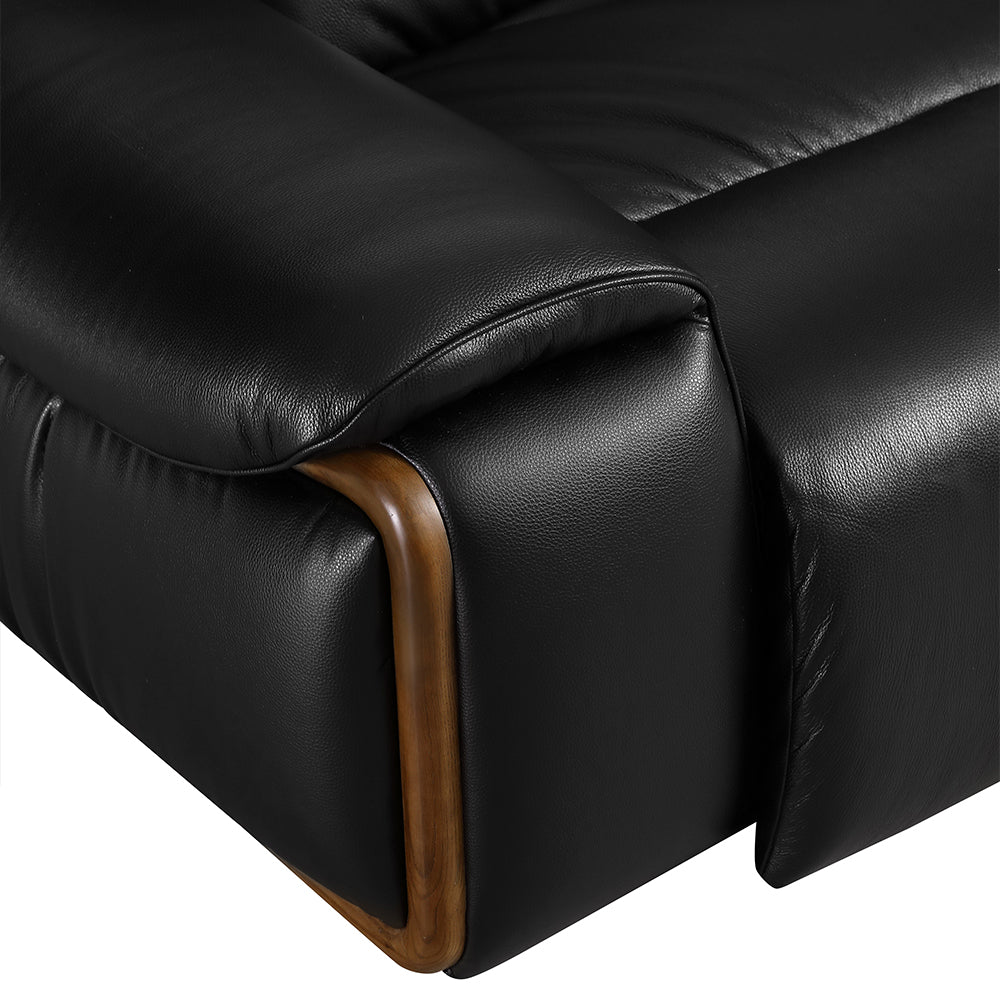 123.2'' Modern Power Reclining Leather Sofa Remote Control Adjustable Deep Seat Lounge Couch
