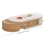 Load image into Gallery viewer, Modern Natural Wood &amp; White Extendable Oval Coffee Table with Stone Top and Hidden
