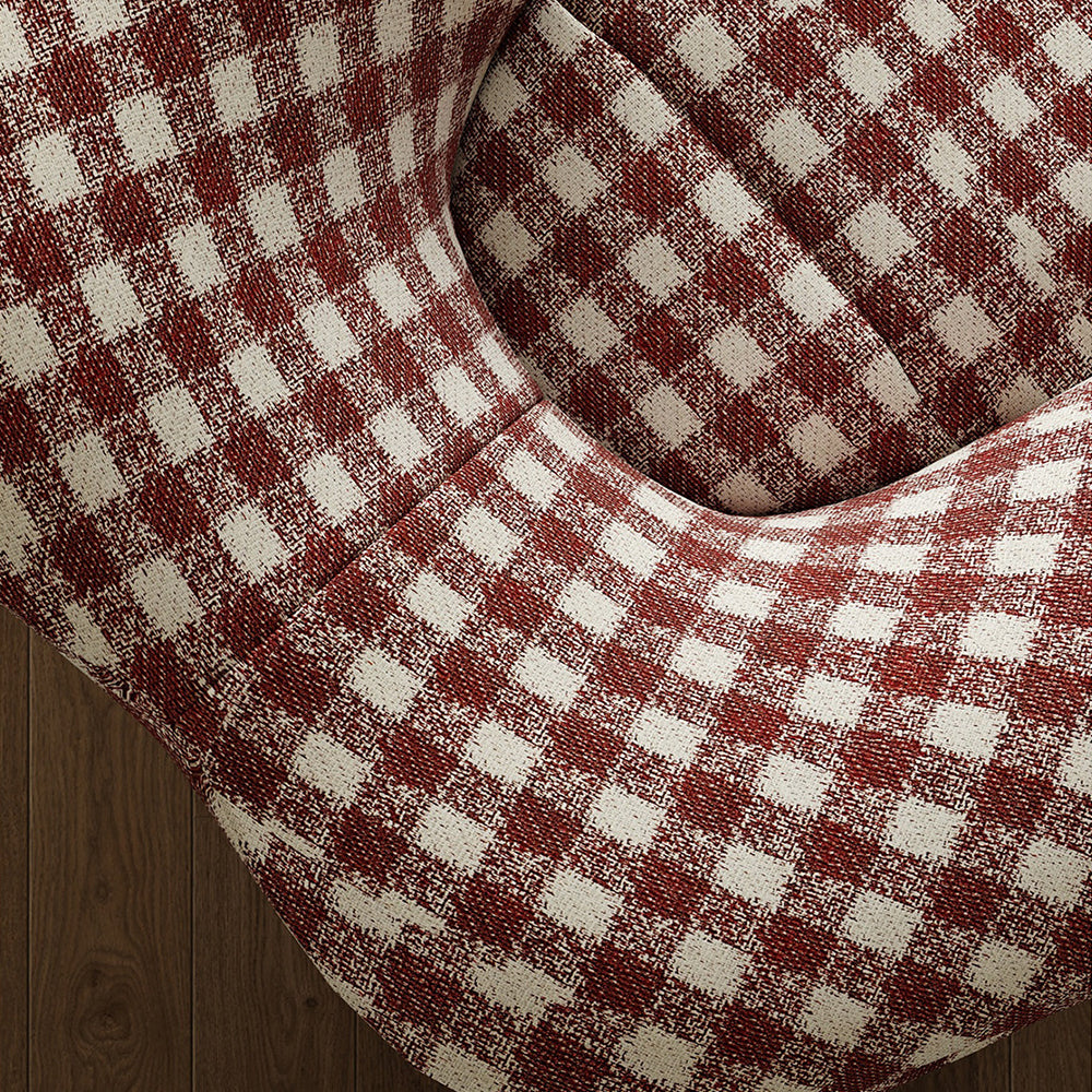 Curved Wingback Jester Style Swivel Chair with Soft Textile Upholstery