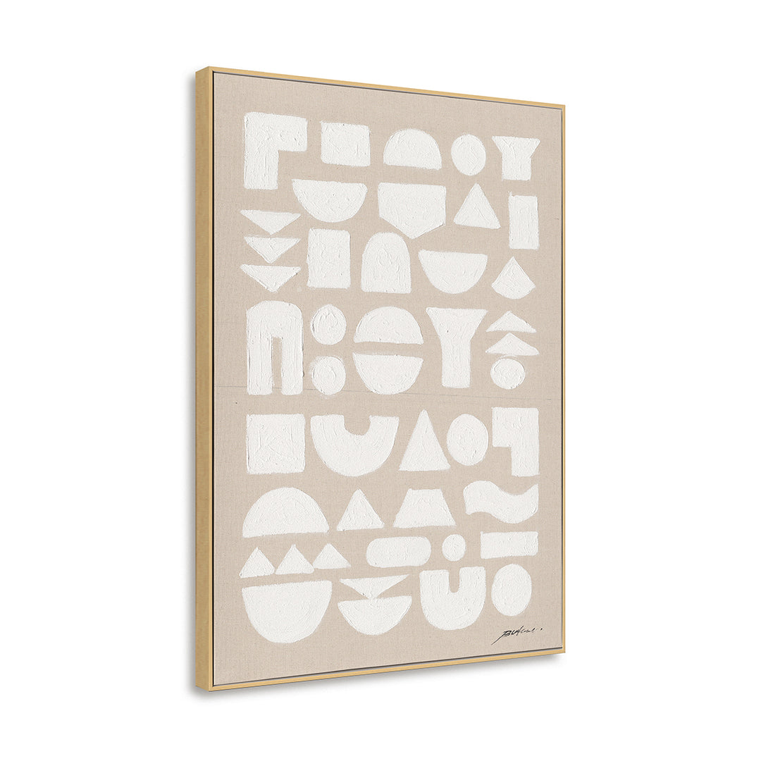 Original wabi-sabi wall art, merging geometric forms with texture, adding calm and depth to interiors
