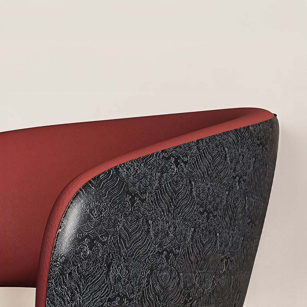 Set of 2 Modern Artistic Dining Chair Upholstered Seat Sculptural Textured Backrest Metal Frame Accent Chair