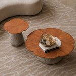 Load image into Gallery viewer, Flower-Shaped Nesting Coffee Table Set with Wood Grain Top and Sculptural Pedestal Base
