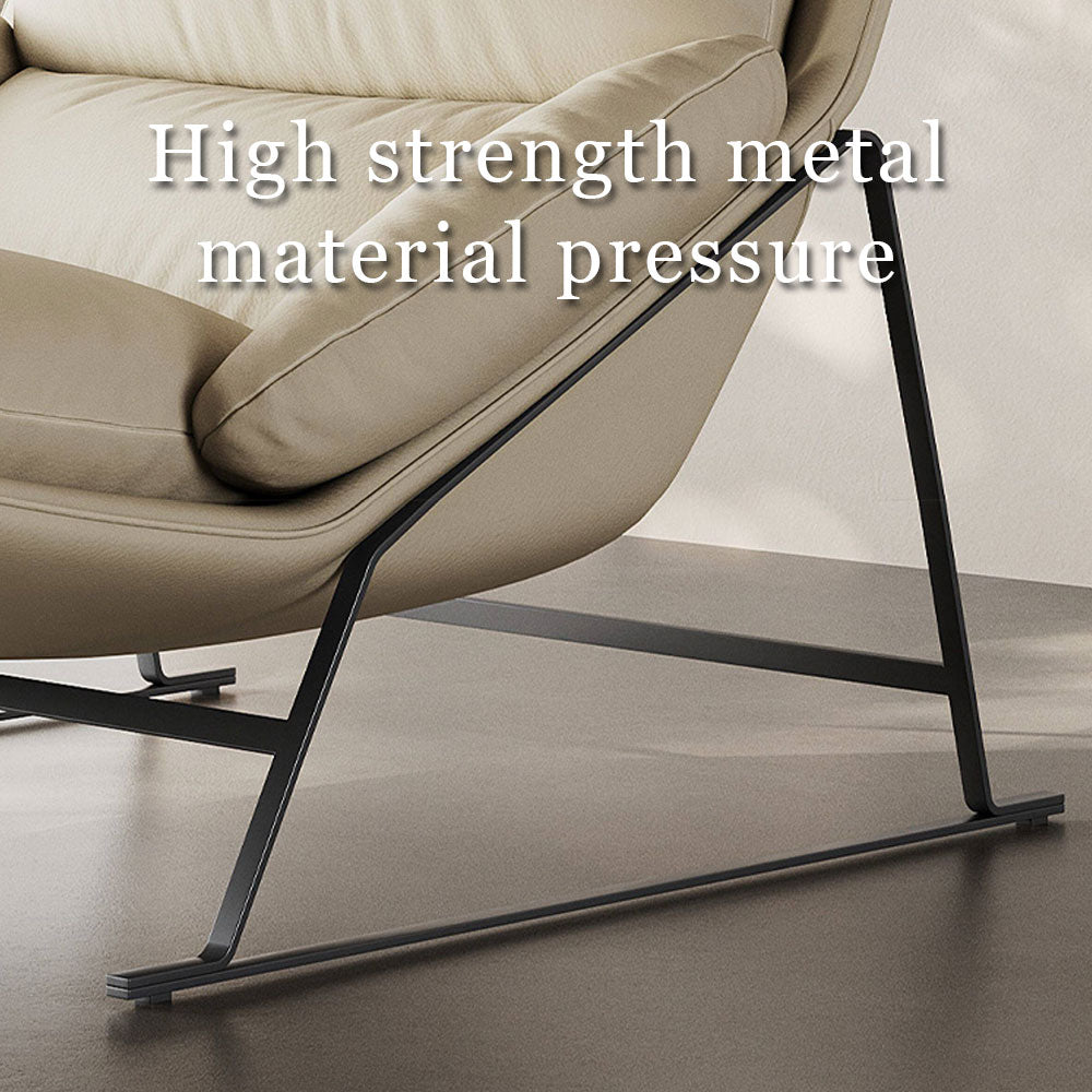 Modern Cream Lounge Chair with Pillow Cushion Metal Frame Accent Chair