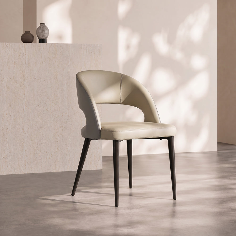 Matte Black Carbon Steel Leg Two Tone Faux Leather Dining Side Chair 1 Piece