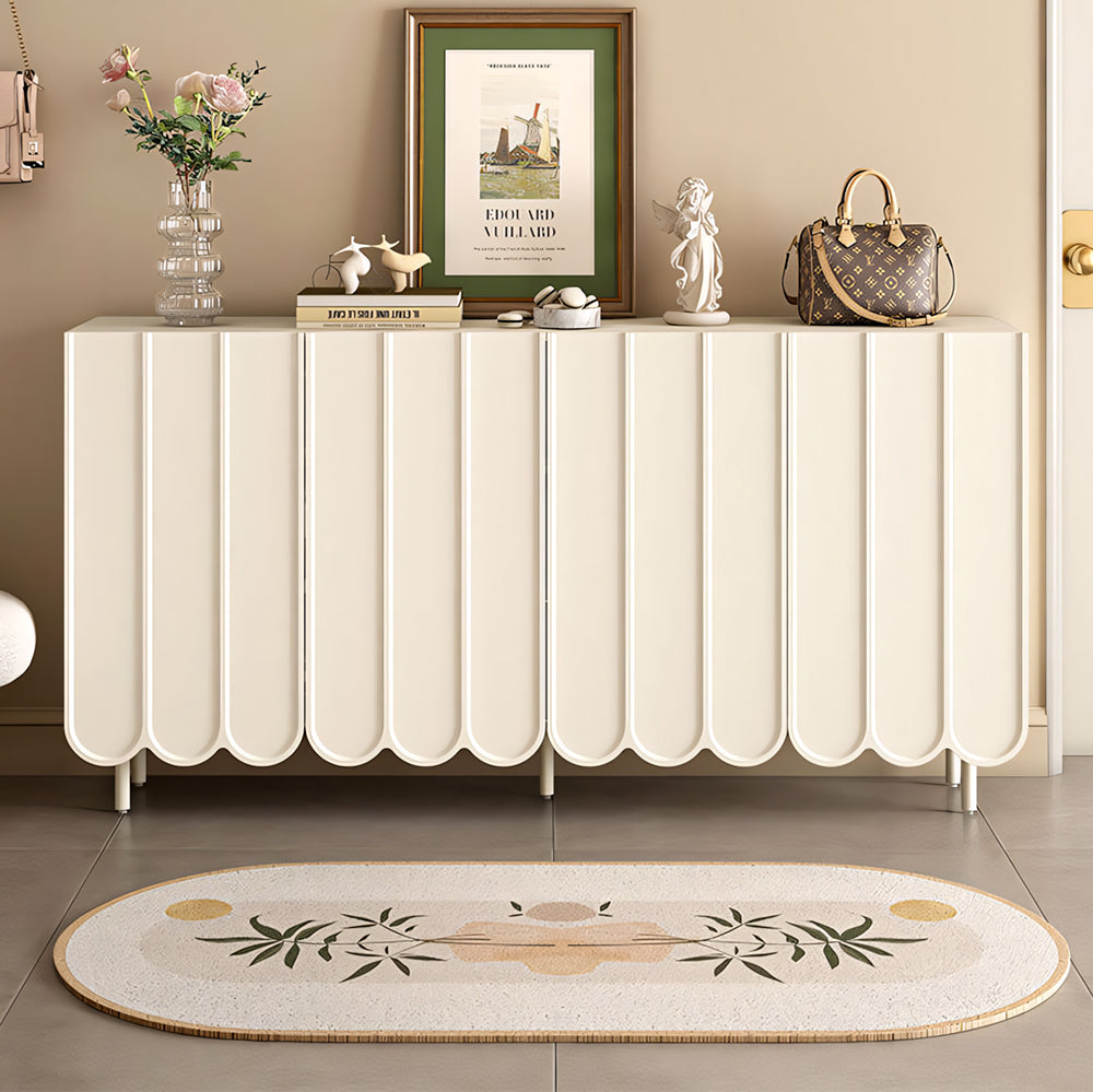 62.9'' Modern White Shoe Cabinet with Large Storage Multi-Layer Entryway Organizer with Rounded Design