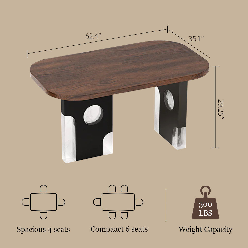 Modern Oval Dining Table with Unique Black and Clear Acrylic Legs