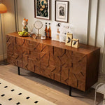 Load image into Gallery viewer, 55.1"/70.8"Modern Walnut Sideboard Geometric Storage Cabinet with Metal Legs
