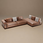 Load image into Gallery viewer, 110" Modern 4-Seater Leather Sofa Luxury Comfort with High-Density Foam Solid Wood Frame &amp; Brushed Stainless-Steel Accents
