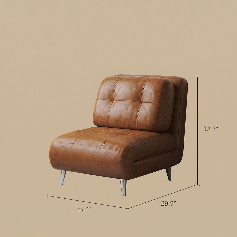 Modern Faux Leather Convertible Lounge Chair Sleeper Adjustable Accent Chair with Armrests Single Sofa Bed