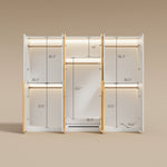 Load image into Gallery viewer, Modern Luxury Six-Door Closet Wardrobe in Champagne Gold and White with Glass Accents &amp; Spacious Storage

