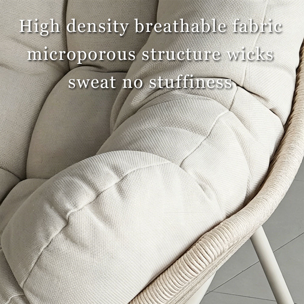 Outdoor Papasan Lounge Chair with Plush Cushion and Rope Weave Frame