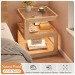 Load image into Gallery viewer, Modern Solid Wood Bedside Table with Fluted Glass Top Multi Layer Storage Nightstand
