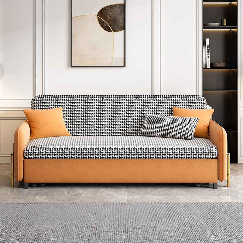 Sofa Bed Solid Wood Metal Frame Velvet Fabric Modern Convertible