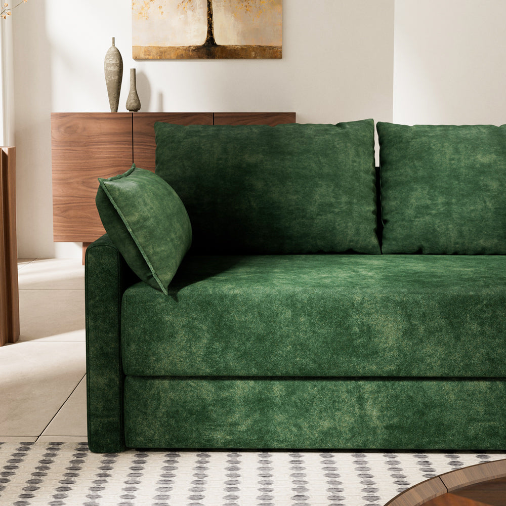 65.52" Compressed Sofa Convertible Sofa Bed Wrinkle-resistant Linen Lightweight Loveseat Wooden Armrest
