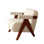 Load image into Gallery viewer, Lounge Armchair Modern Style Flannel Upholstery High Density Foam Solid Wood Frame
