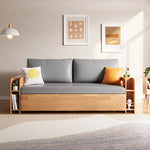 Load image into Gallery viewer, Solid Wood Sofa Bed Charging Function Storage Drawer Modern Minimalist
