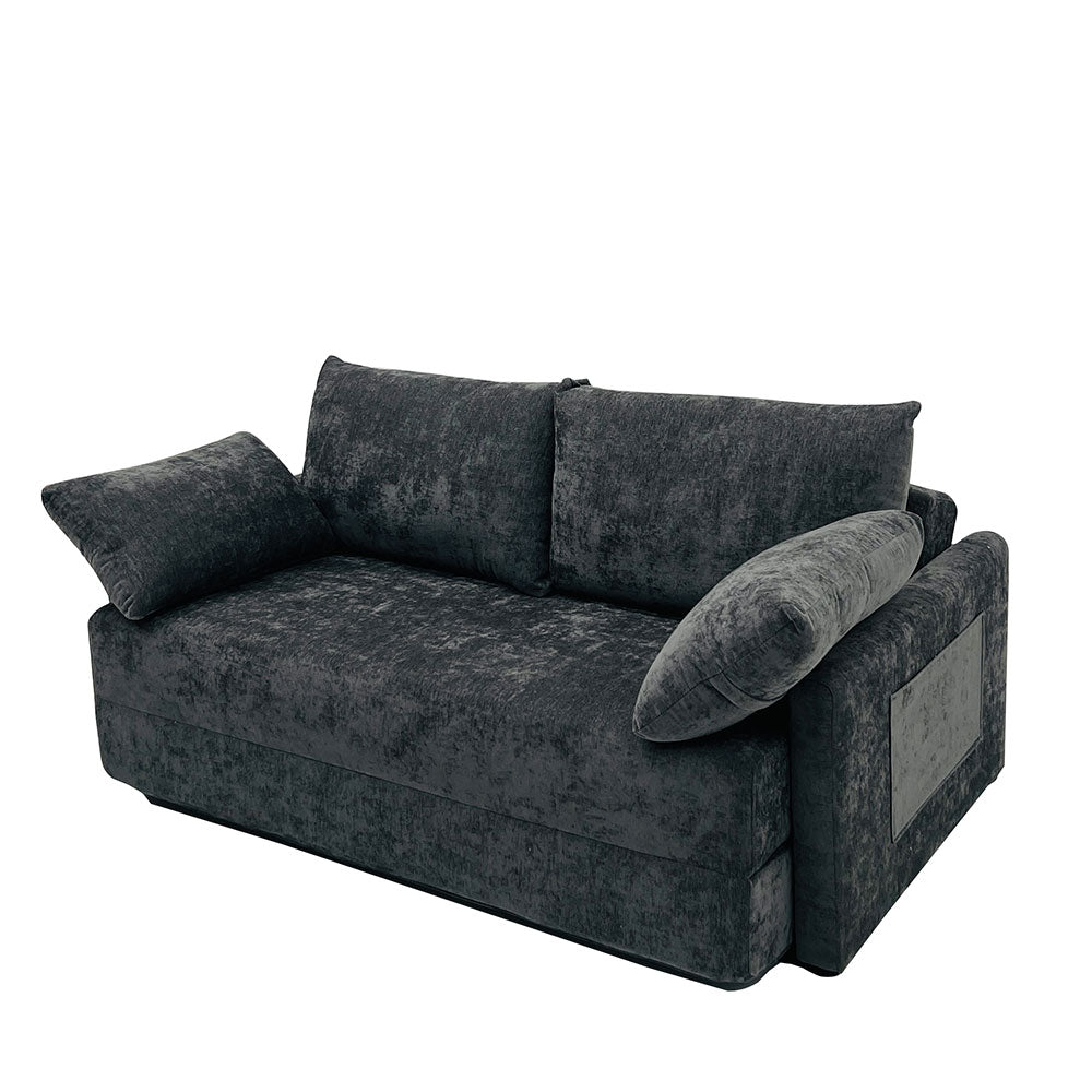 65.52" Compressed Sofa Convertible Sofa Bed Wrinkle-resistant Linen Lightweight Loveseat Wooden Armrest