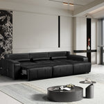 Load image into Gallery viewer, 130.7'' Modern Power Reclining Sectional Sofa Black Genuine Leather Deep Seat Electric Lounge Sofa with Chaise
