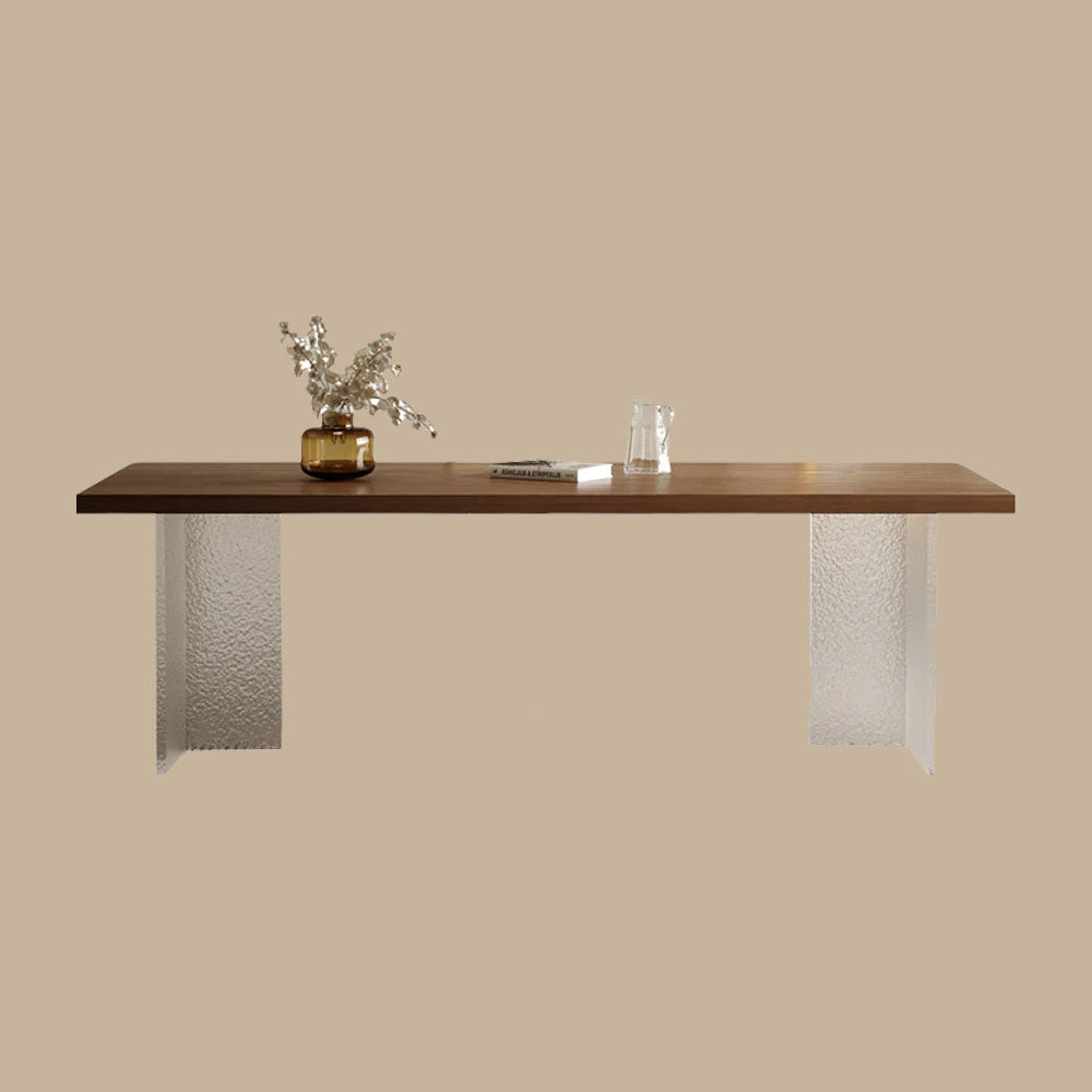 54.6''Dining Table Set with Boucle Chairs, Artistic Base, Space-Saving Design