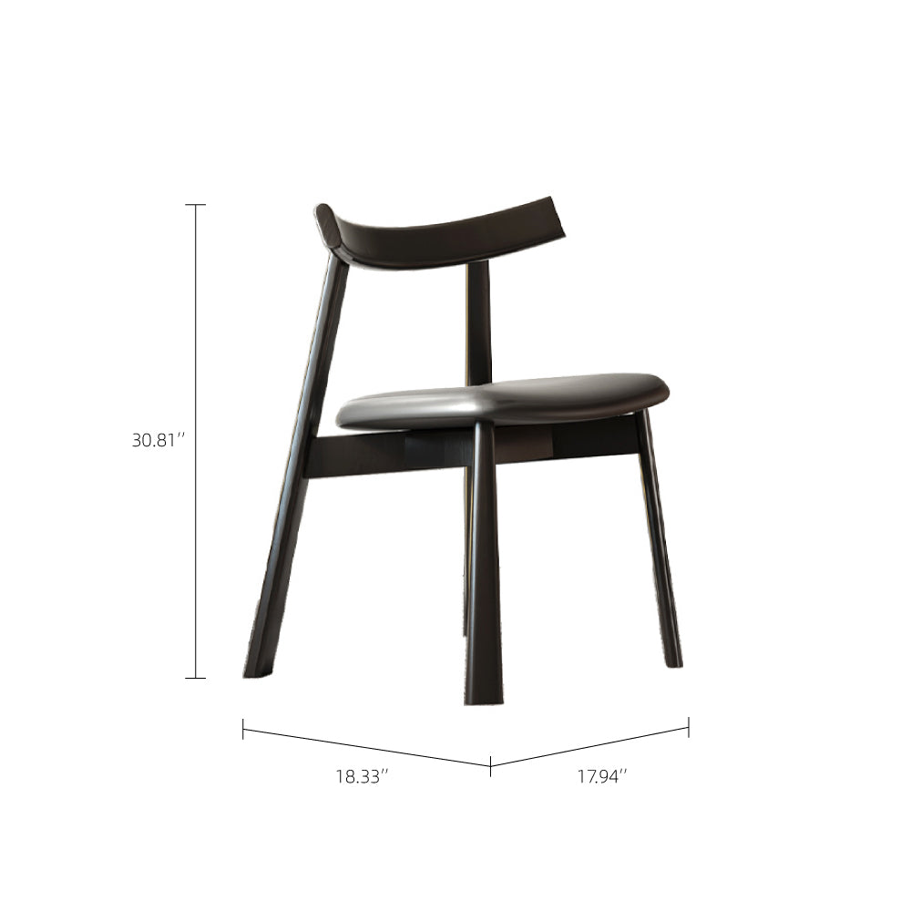2PCS Dining Chair Modern Solid Wood Structure PU Leather Upholstery Comfortable Seating
