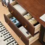 Load image into Gallery viewer, 70.87&quot; Mid-Century Ribbed TV Console Natural Red Oak Retro Wood Finish Fluted Design
