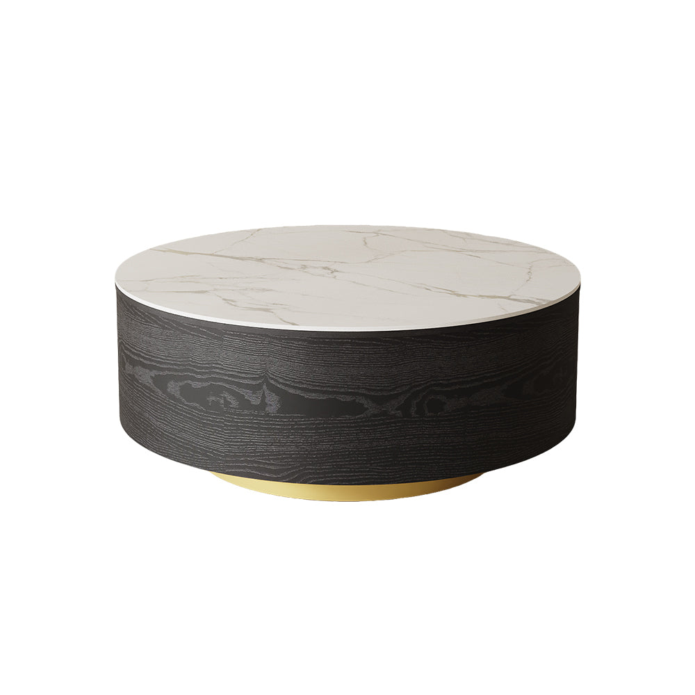 33.15″ Round Coffee Table with Black Base Modern Minimalist Design Durable and Elegant for Living Room