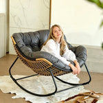 Load image into Gallery viewer, Modern Papasan Lounge Chair with Woven Rattan Frame and Plush Cushion
