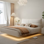 Load image into Gallery viewer, Modern Minimalist Bed with Elegant LED Lighting and Plush Upholstered Headboard for a Luxurious Bedroom Retreat
