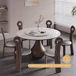 Load image into Gallery viewer, Round Dining Table Wooden Base and Ceramic Stone Top Modern Aesthetic

