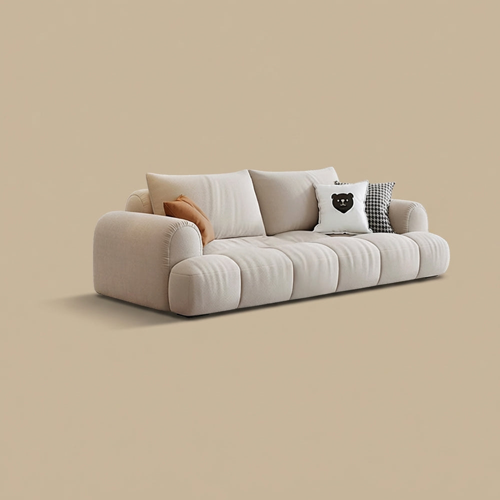 Modern Channel-Tufted Snow Velvet Sofa with Latex Cushioning