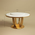 Load image into Gallery viewer, Round Dining Table with Lazy Susa Ceramic Top Gold Metal Base for 4-6 People
