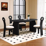 Load image into Gallery viewer, Oval Dining Table Arched Solid Wood Walnut Veneer Base Textured Wood Grain Surface Modern Elegant Design
