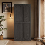 Load image into Gallery viewer, 78&quot; Modern Double-Door Wardrobe in Dark Wood Finish with Divided Storage
