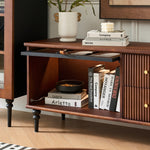 Load image into Gallery viewer, 70.87&quot; Mid-Century Ribbed TV Console Natural Red Oak Retro Wood Finish Fluted Design
