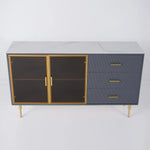 Load image into Gallery viewer, Modern Sideboard Cabinet Marble Top Glass Doors Gold Frame Storage with Drawers
