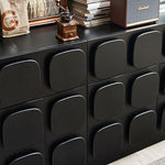 Load image into Gallery viewer, Modern Black Sculptural Sideboard Cabinet Geometric Panel Storage Buffet Cabinet for Dining Room Living Room
