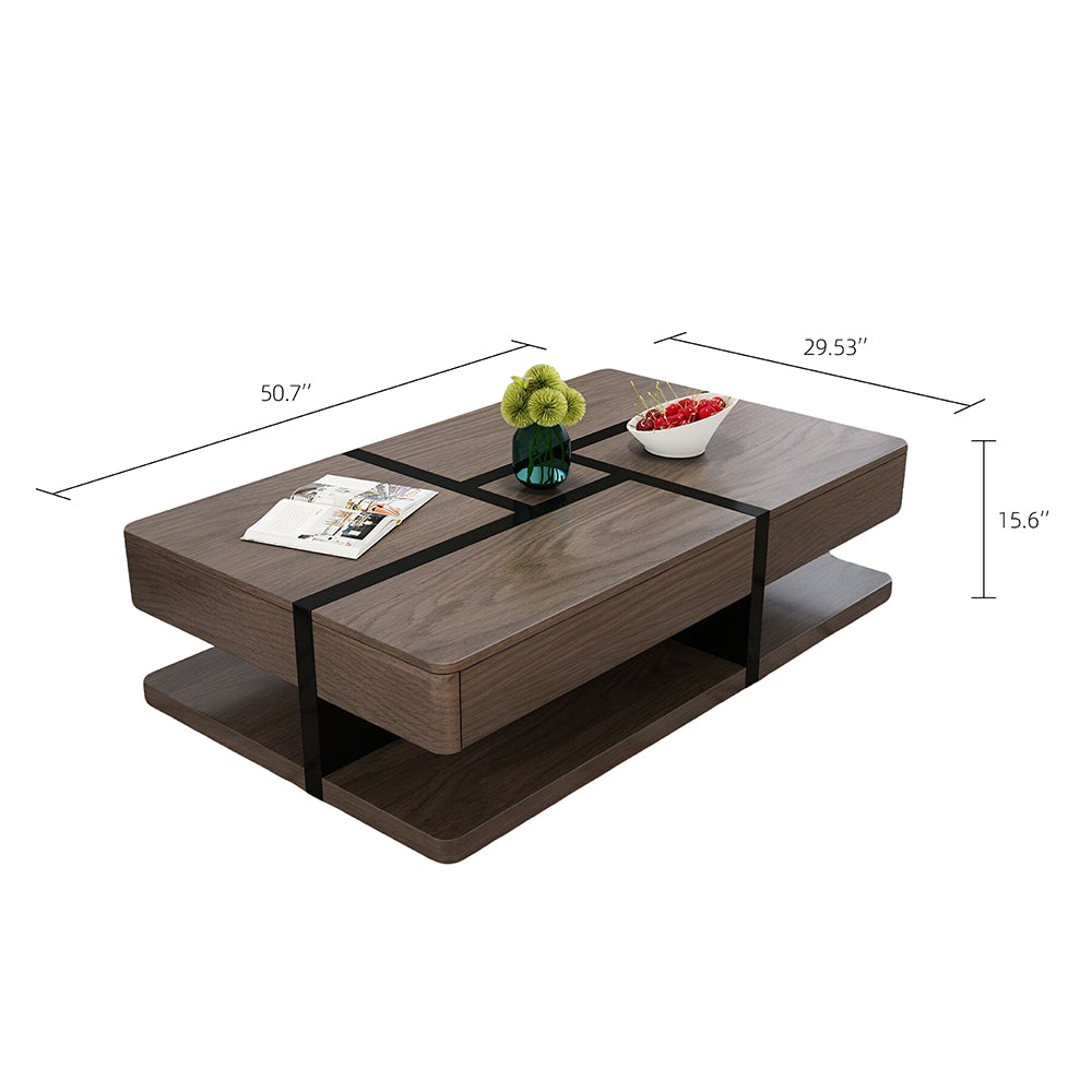 51.2" Multifunctional Lift Top Coffee Table with Hidden Storage Walnut Finish