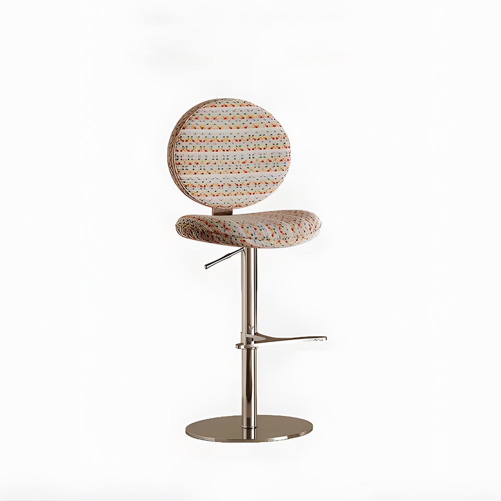 Modern Adjustable Swivel Bar Stool Green Polka Dot Upholstered Counter Chair 1 Piece